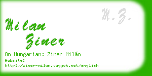 milan ziner business card